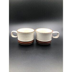 Set Of 2 MidCentury MCM Denby Made In England Stoneware Coffee Mugs